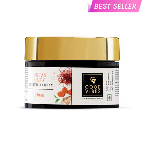 Buy Good Vibes Ubtan De-tan Glow Light Day Cream with Power of Serum | Oil free, Tan free, Depigmentation (50 gm)-Purplle