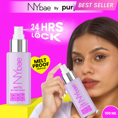 Buy NY Bae Matte Setting Spray (100 ml) | Mattifies Skin | Makeup Fixer | Long Lasting Makeup | Crease-Free | Hydrating Face Mist | Green Tea Extracts | Normal To Oily Skin-Purplle