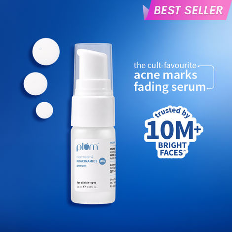 Buy Plum 10% Niacinamide Face Serum | with Rice Water & Squalane| Brightens Skin | Clears Blemishes | Suits All Skin Types | Fragrance-Free | 10 ml-Purplle