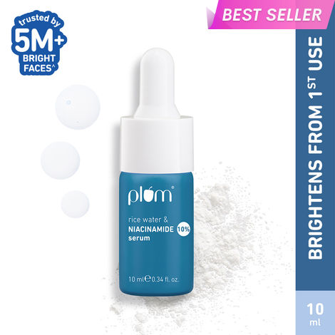 Buy Plum 10% Niacinamide Face Serum | with Rice Water & Squalane| Brightens Skin | Clears Blemishes | Suits All Skin Types | Fragrance-Free | 10 ml-Purplle