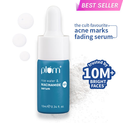 Buy Plum 10% Niacinamide Face Serum | with Rice Water & Squalane| Brightens Skin | Clears Blemishes | Suits All Skin Types | Fragrance-Free | 10 ml-Purplle
