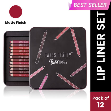 Buy Swiss Beauty Bold Matte Lip Liner - Multicolor (1.6 gm*12)-Purplle