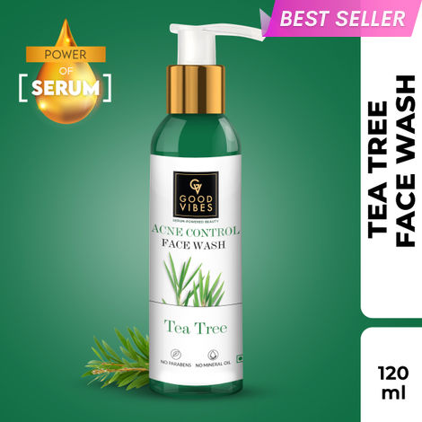 Buy Good Vibes Tea Tree Acne Control Face Wash with Power of Serum (120 ml)-Purplle