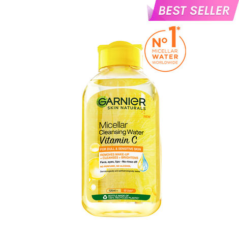 Buy Garnier Vitamin C Micellar Water, 125ml - Anti Pollution Cleanser For Dull Skin, Get 100% Clean Skin-Purplle