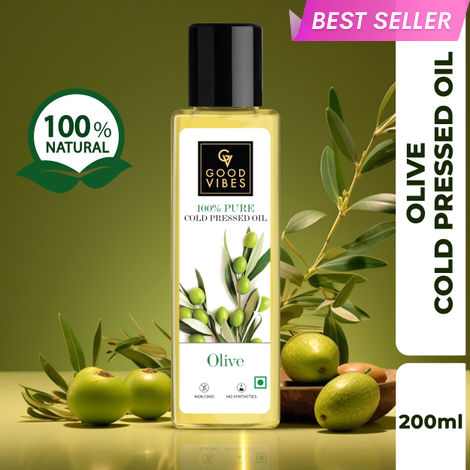 Buy Good Vibes Olive 100% Pure Cold Pressed Carrier Oil For Hair & Skin | Hair Repair, Anti-Ageing | No Parabens, No Animal Testing (100 ml)-Purplle