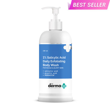 Buy The Derma co 1% Salicylic Acid Daily Exfoliating Body Wash with Salicylic Acid , Glycolic Acid & PENTAVITIN® - 250ml-Purplle