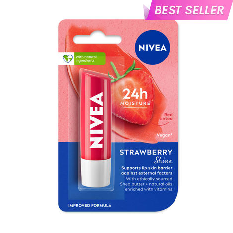 Buy Nivea Tinted Lip Balm with Natural oils & 24H melt-in moisture- Fruity Strawberry Shine-Purplle