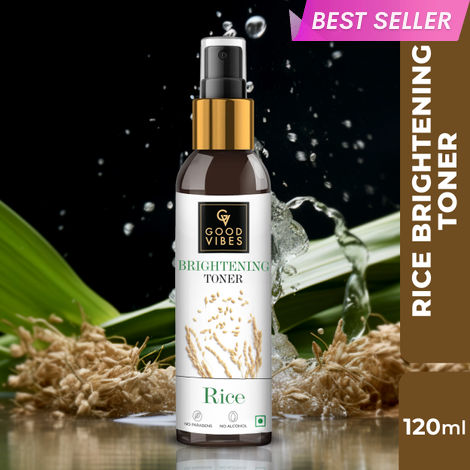 Buy Good Vibes Rice Brightening Toner | Pore Minimizing, Hydrating | With Cucumber | No Alcohol, No Parabens, No Sulphates, No Mineral Oil (120 ml)-Purplle