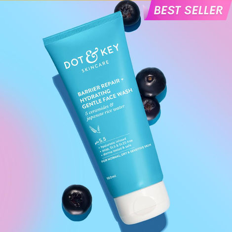 Buy Dot & Key Barrier Repair + Hydrating Gentle Face Wash With Probiotic & 5 essential ceremides | Face Wash for Dry, Normal & Sensitive Skin 100 ml-Purplle