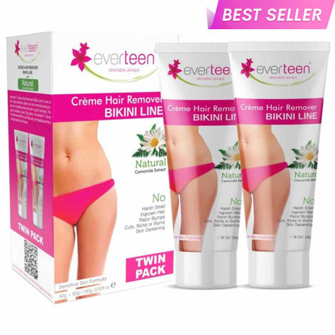 Buy everteen 50g+50g Natural Bikini Line Hair Remover Cream for Women – 1 Twin Pack-Purplle