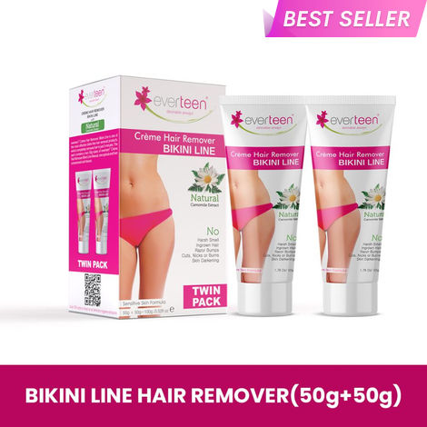 Buy everteen 50 gm+50 gm Natural Bikini Line Hair Remover Cream for Women – 1 Twin Pack-Purplle