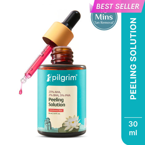 Buy Pilgrim 25% AHA + 2% BHA + 5% PHA Peeling Solution for Face Pigmentation, Acne Marks & Blemishes | Beginner Friendly |Exfoliating Serum For Glowing Skin | Men & Women| All Skin Types| At-home facial | Korean Skin Care (30 ml)-Purplle