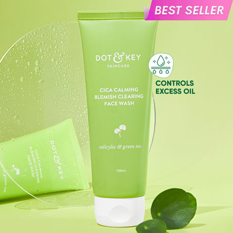 Buy Dot & Key CICA Calming Blemish Clearing Face Wash with Salicylic Acid & Green Tea | Face Wash for Oily, Acne Prone Skin | Acne Clearing Sulphate Free Face Wash for Men & Women | 100ml-Purplle