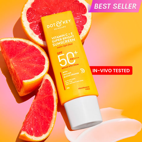 Buy Dot & Key Vitamin C + E Super Bright Sunscreen SPF 50+ PA++++, In-Vivo Tested Sunscreen for Even Toned & Glowing Skin | No White Cast, WaterLight 50 gm-Purplle