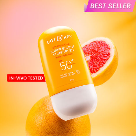 Buy Dot & Key Vitamin C + E Super Bright Sunscreen SPF 50+ PA++++, In-Vivo Tested Sunscreen for Even Toned & Glowing Skin | No White Cast, WaterLight 50 gm-Purplle
