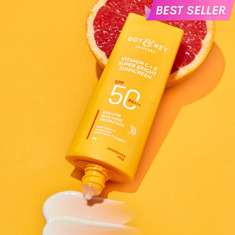 Buy Dot & Key Vitamin C + E Super Bright Sunscreen SPF 50+++ | for Even Toned & Glowing Skin | No White Cast, WaterLight I UVA/B & Blue Light Protection I Better Vitamin D absorption | 50gm-Purplle