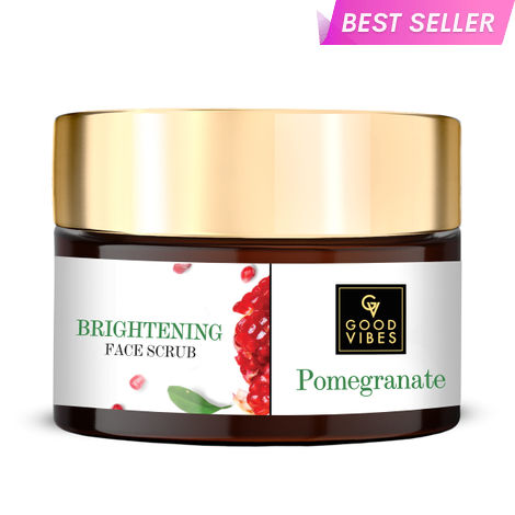 Buy Good Vibes Pomegranate Brightening Face Scrub | Anti-Ageing, Sun Protection | With Almond Oil | No Parabens, No Sulphate, No Mineral Oil (50 g)-Purplle