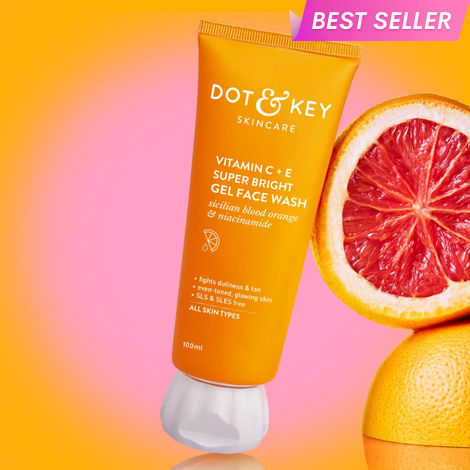Buy Dot & Key Vitamin C + E Super Bright Gel Face Wash with Blood Orange & Niacinamide | Triple Vitamin C Face Wash for Tan, Dark Spots & Pigmented Skin | All Skin Types Face Wash for Men & Women | 100 ml-Purplle