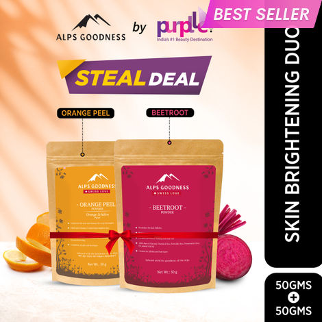 Buy Alps Goodness Brightening Duo (Pack of 2) | Organic Beetroot & Orange Peel Powder | Super Savings Pack | 100% Natural & Pure | Best for Hair & Skin | Festive Glow pack (2 x 50g)-Purplle