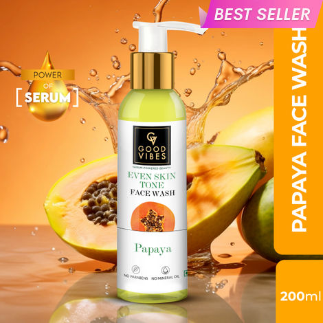 Buy Good Vibes Papaya Brightening Even Skin Tone Face Wash with Power of Serum (200 ml)-Purplle