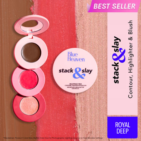 Buy Blue Heaven Stack & Slay Multitask Trio - Contour + Blush + Highlighter for face makeup, 3 in 1 set, Royal Deep, 5.4g-Purplle