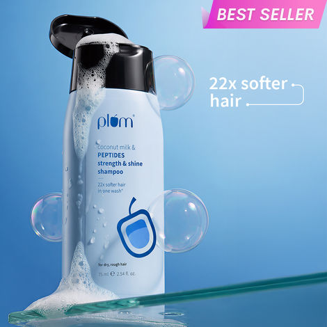 Buy Plum Coconut Milk & Peptides Strength & Shine shampoo | Enhances Hair's Shine and Strengthens Hair 75 ml-Purplle