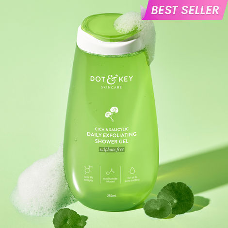 Buy Dot & Key Cica & Salicylic Daily Exfoliating Shower Gel | Exfoliating Body Wash with 1% Salicylic Acid, CICA, Niacinamide & Green Tea | For Oily Acne-Prone & Sensitive Skin| Sulphate Free & Non Drying | Reduces Body Acne & Smoothes Irritation | 250ml-Purplle