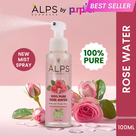 Buy Alps Goodness 100 % Pure Rose Water Spray (100 ml) | Long Press Mist Spray | Rose water for face | Made from Chaitri Rose | Gulab Jal | Natural skin toner | Premium Rose Water-Purplle