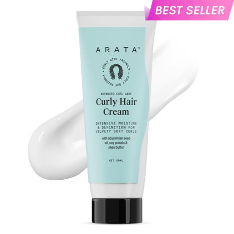 Buy Arata Advanced Curl Care Curly Hair Cream (50 ML) For Velvety Soft Curls | Intensive Moisture, Curl Definition & Plant-Based Styling | Abyssinian Seed Oil, Soya Protein & Shea Butter | CG Approved-Purplle