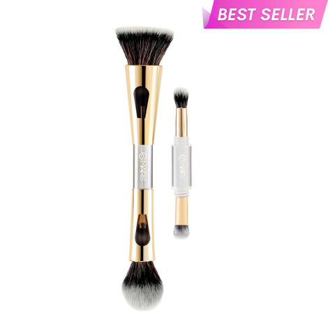 Buy MARS 4 in 1 Travel Brush with Foundation Brush, Powder Brush, Eyeshadow Blending Brush & Flat Brush | Soft Bristles Makeup Brushes Set for Women-Purplle
