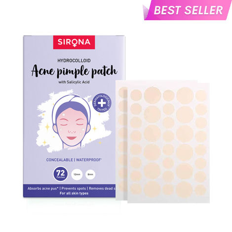 Buy Sirona Acne Pimple Patch For Face (72 patches) | 2 sizes | Invisible, Concealable, Waterproof Patches | Hydrocolloid & Salycylic Acid | Absorbs Acne Pus | Flattens Pimple | For All Skin Types-Purplle