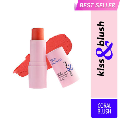 Buy Blue Heaven Kiss & Blush Lip And Cheek Tint, Coral Blush-Purplle
