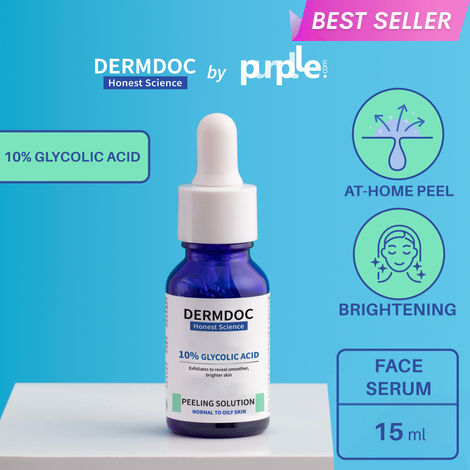 Buy DermDoc by Purplle 10% Glycolic Acid Peeling Solution (15ml) | aha bha peel | chemical peeling | pore cleansing | fragrance free serum-Purplle