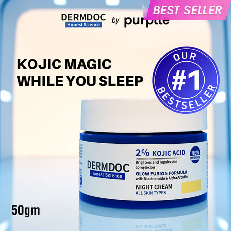 Buy DERMDOC 2% Kojic Acid Glow Fusion Formula Night Cream (50 gm) | Skin Brightening I Targets Pigmentation I With Niacinamide & Alpha Arbutin-Purplle