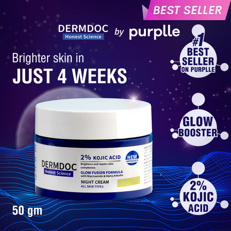 Buy DERMDOC by Purplle 2% Kojic Acid Night Cream with Niacinamide & Alpha Arbutin for Skin Brightening (50g) | Skin Brightening Face Cream | Night Cream | Anti Aging | Kojic Acid Brightening Cream | Glowing Skin-Purplle