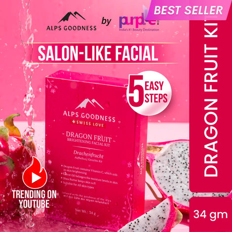 Buy Alps Goodness Dragon Fruit Brightening Facial Kit (34 gm) | Radiant Glow | Deep Hydration | Even Tone-Purplle