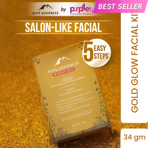 Buy Alps Goodness Gold Glow Facial Kit - Saffron (34 gm)| Glowing Skin | Toning & Firming |Detoxification |At home Facial-Purplle
