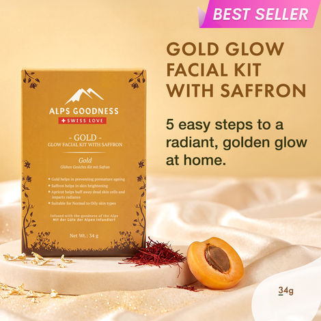 Buy Alps Goodness Gold Glow Facial Kit - Saffron (34 gm)| Glowing Skin | Toning & Firming |Detoxification |At home Facial-Purplle