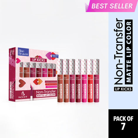 Buy Blue Heaven Lip Kicks Non Transfer Lip Color Pack of 7, 19.6ml-Purplle