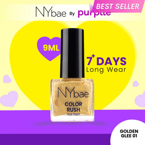 Buy NY Bae Color Rush Nail Paint - Golden Glee 01 (9 ml) | Chip Resistant | Long Lasting | Quick Dry | Gel Nail Polish-Purplle