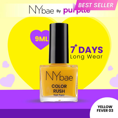 Buy NY Bae Color Rush Nail Paint - Yellow Fever 03 (9 ml) | Chip Resistant | Long Lasting | Quick Dry | Gel Nail Polish-Purplle