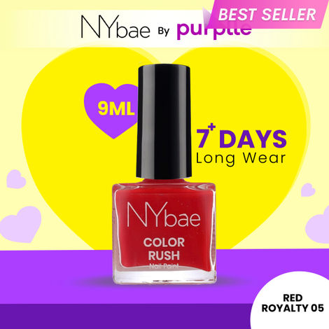 Buy NY Bae Color Rush Nail Paint - Red Royalty 05 (9 ml) | Chip Resistant | Long Lasting | Quick Dry | Gel Nail Polish-Purplle