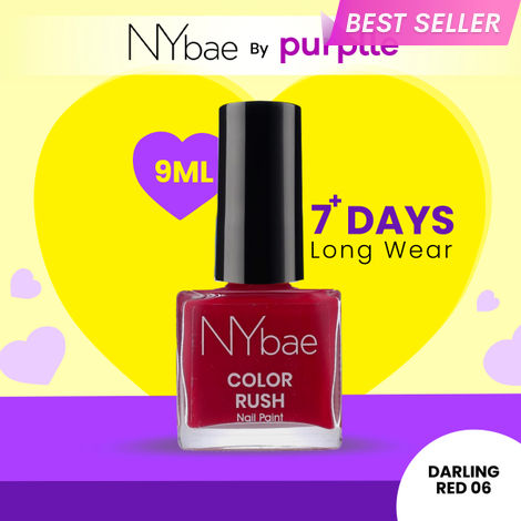 Buy NY Bae Color Rush Nail Paint - Darling Red 06 (9 ml) | Chip Resistant | Long Lasting | Quick Dry | Gel Nail Polish-Purplle