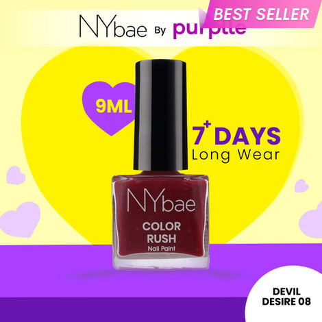 Buy NY Bae Color Rush Nail Paint - Devil Desire 08 (9 ml) | Chip Resistant | Long Lasting | Quick Dry | Gel Nail Polish-Purplle