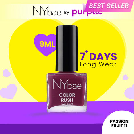 Buy NY Bae Color Rush Nail Paint - Passion Fruit 11 (9 ml) | Chip Resistant | Long Lasting | Quick Dry | Gel Nail Polish-Purplle