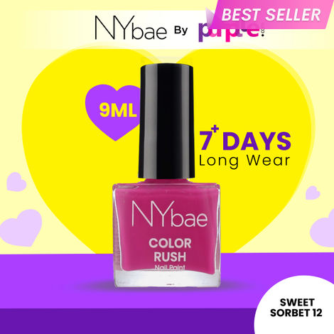 Buy NY Bae Color Rush Nail Paint - Sweet Sorbet 12 (9 ml) | Chip Resistant | Long Lasting | Quick Dry | Gel Nail Polish-Purplle