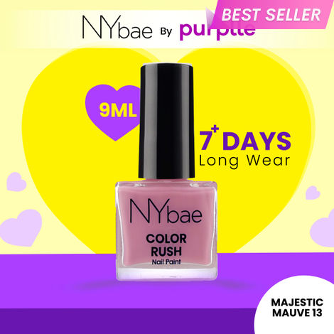 Buy NY Bae Color Rush Nail Paint - Majestic Mauve 13 (9 ml) | Chip Resistant | Long Lasting | Quick Dry | Gel Nail Polish-Purplle