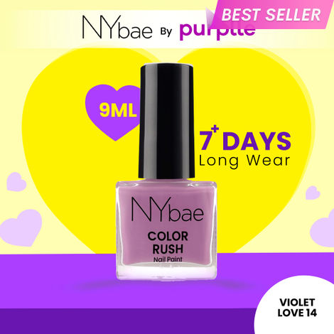 Buy NY Bae Color Rush Nail Paint - Violet Love 14 (9 ml) | Chip Resistant | Long Lasting | Quick Dry | Gel Nail Polish-Purplle