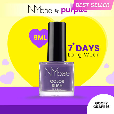 Buy NY Bae Color Rush Nail Paint - Goofy Grape 16 (9 ml) | Chip Resistant | Long Lasting | Quick Dry | Gel Nail Polish-Purplle