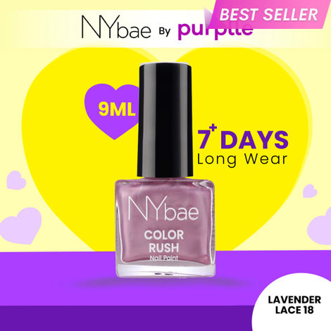 Buy NY Bae Color Rush Nail Paint - Lavender Lace 18 (9 ml) | Chip Resistant | Long Lasting | Quick Dry | Gel Nail Polish-Purplle